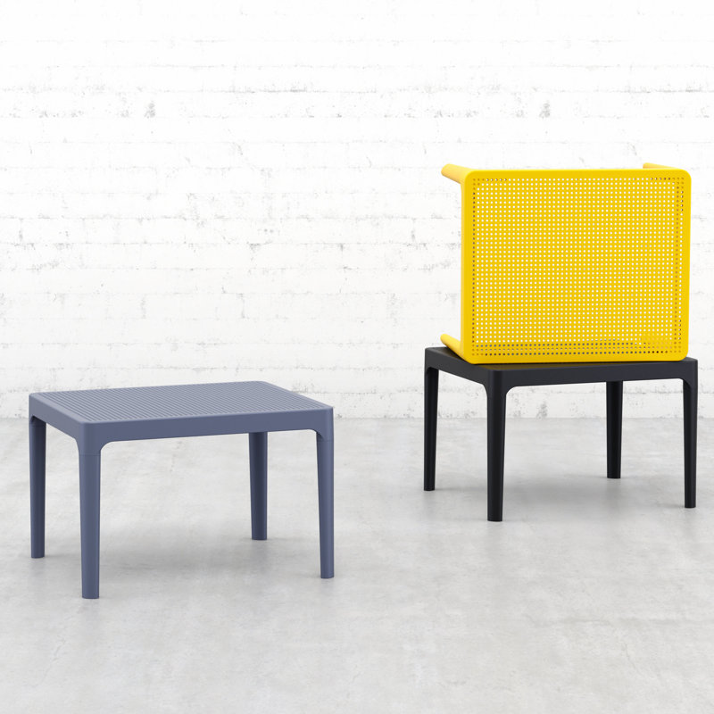Table basse en plastique Farrah, Jaune, L 23,6 po x H 15,7 po x L 19,6 po