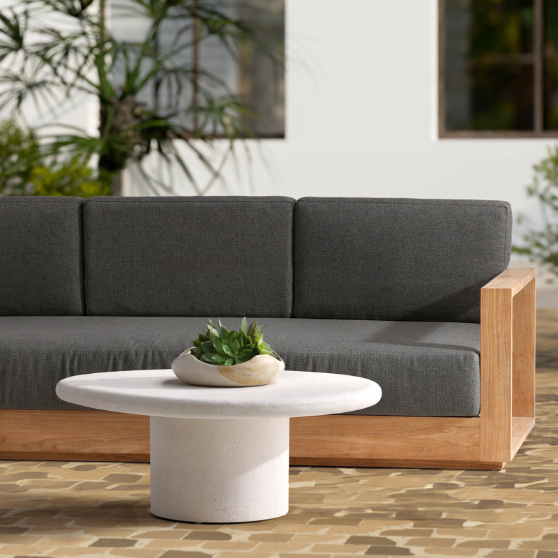 Raul Concrete Terrazzo Coffee Table, White