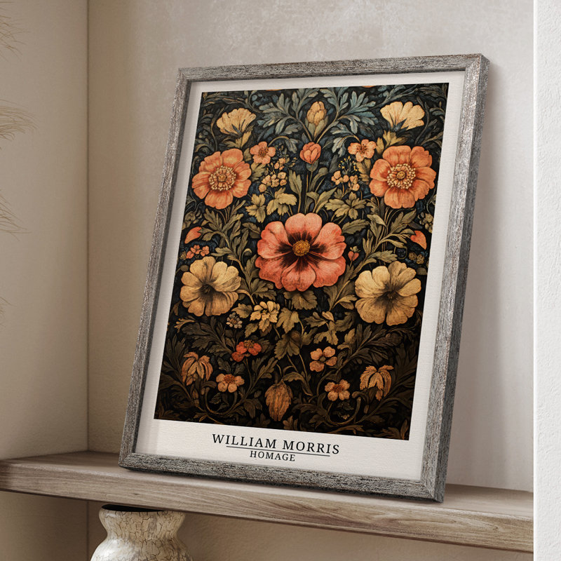 Imprimé encadré de la série II de William Morris - bois massif, H 21 po x l 17 po
