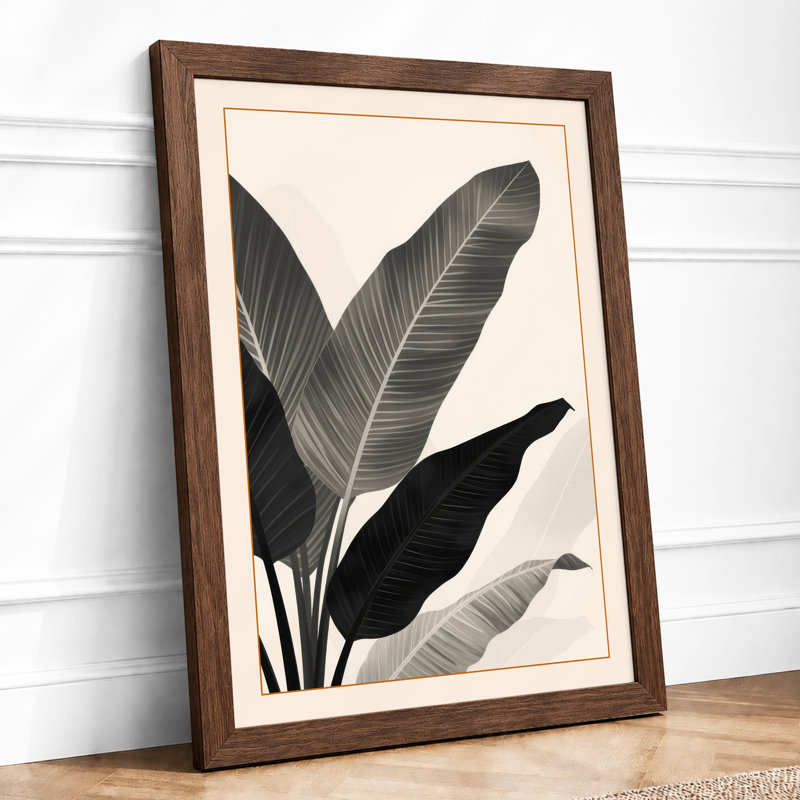 Leaves in Stillness Botanical - Framed Print, A2 - 59.4 x 42.0 cm, Walnut