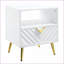 Table basse blanche brillante avec tiroir et tablette, rangement polyvalent pour les espaces de salon