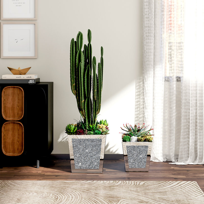 Handmade Mirrored Glass Planter Box, 2