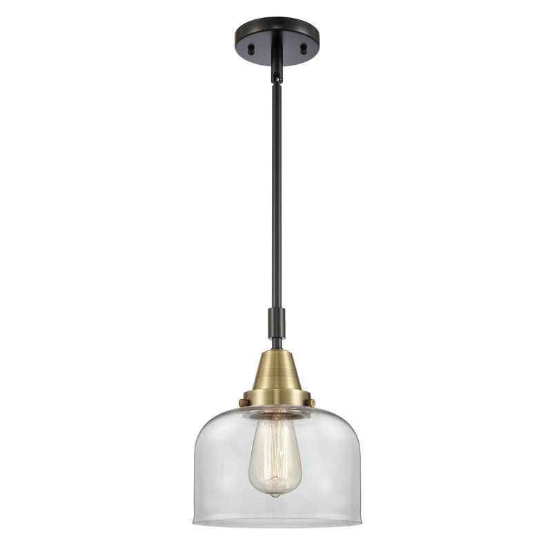 Lesher 1 - Light Single Pendant, Clear, 44.125" H x 8" W x 8" D, Black Antique Brass