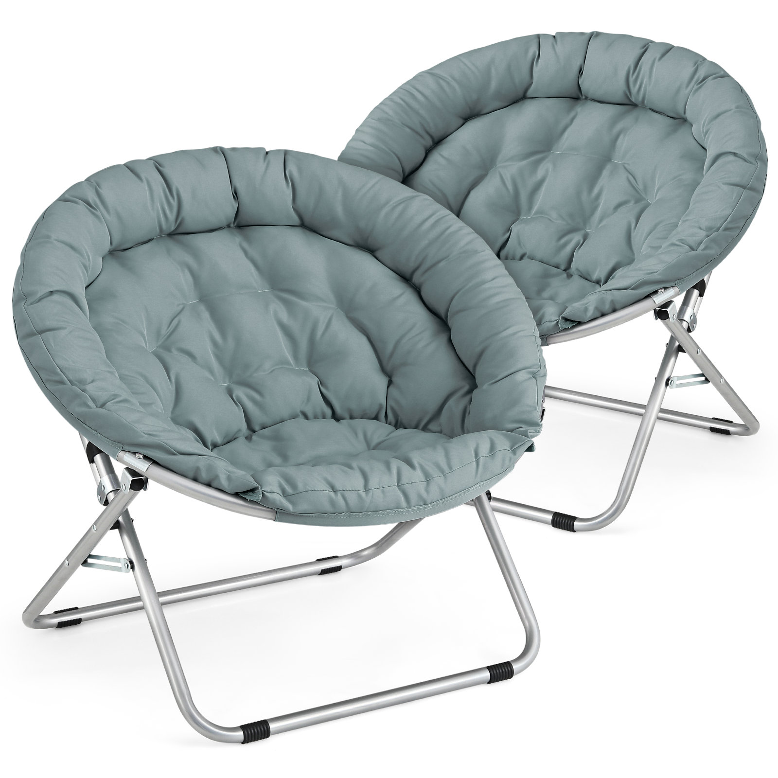 Ebern Designs Round Foldable Saucer Chair, Upholstered Accent Chair ...