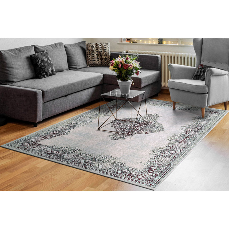Tapis oriental ivoire / noir, Rectangle 9 pi x 12 pi