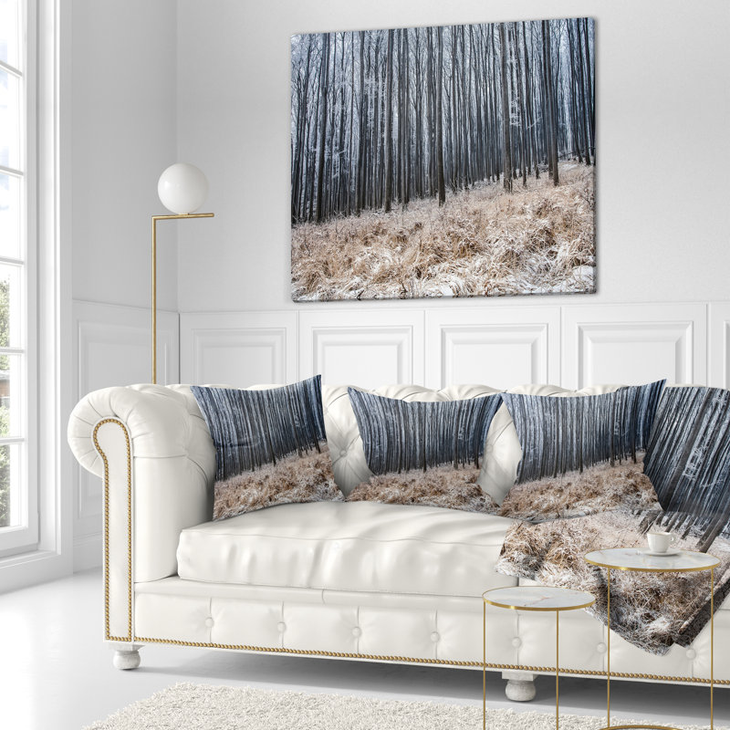 Moody forêt froide avec des bois épais - Coussin imprimé forêt, 18 po x 18 po, Coussin décoratif