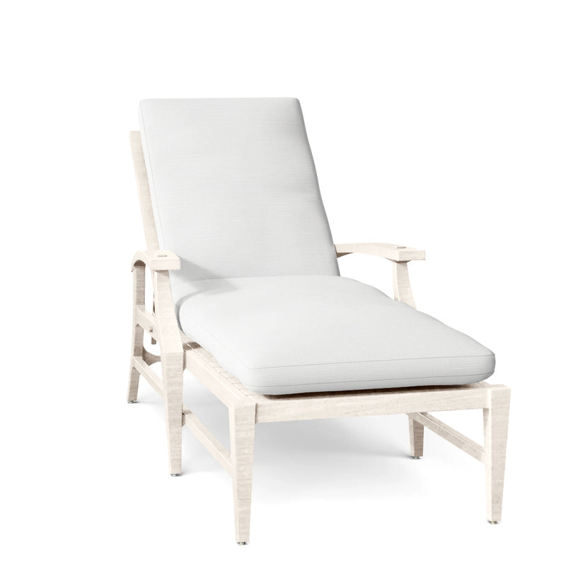 Croquet Aluminum Outdoor Chaise Lounge, No Welt, Oyster, Linen Chambray