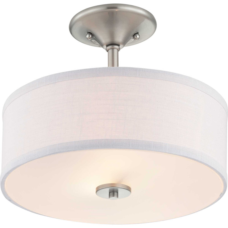 Luminaire suspendu cylindrique à 2 lumières Armindo, Nickel brossé