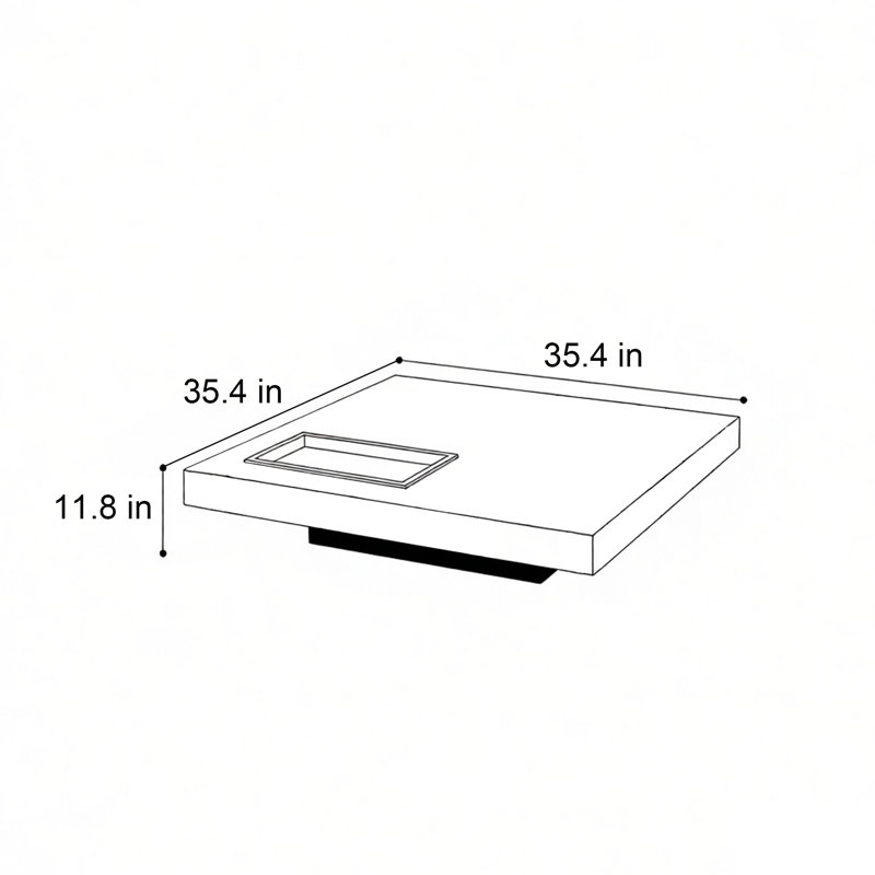 Table basse carrée en marbre de style luxueux, H 11,8 po x l 35,4 po x P 35,4 po