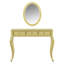 Meuble-lavabo de luxe avec miroir ovale, coiffeuse à 3 tiroirs pour le rangement des bijoux, console élégante pour l'entrée, le salon et la chambre à coucher, décoration intérieure élégante, or