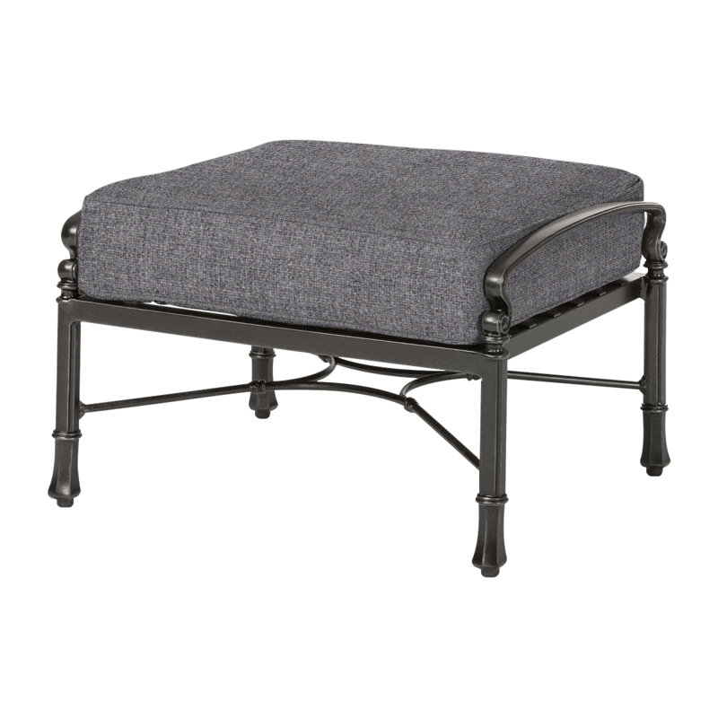 Bella Vista Outdoor Ottoman, Cast Slate Sunbrella® Plainweave, Midnight Gold