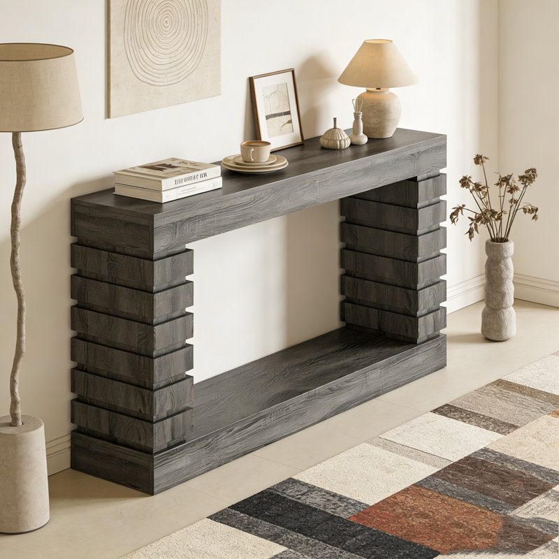 Wood Rectangular Sofa Table for Living Room, Gray