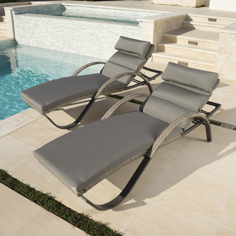 Cannes Outdoor Chaise Lounge, Charcoal Grey Sunbrella®