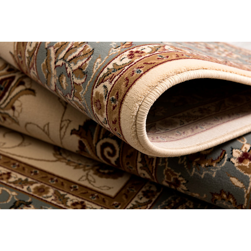 Rug Branch Yasmin 2' x 3' (2'3" x 3') Beige/Blue Persian Medallion Indoor Doormat Rug, Traditional, Low Pile, Stain-Resistant Entry Carpet - Front Door, Mudroom, Hallway and Kitchen
