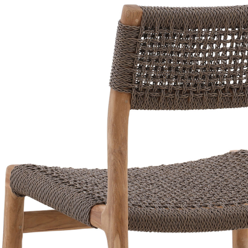 Ysidro Teak Wood Outdoor Dining Chair, Gray