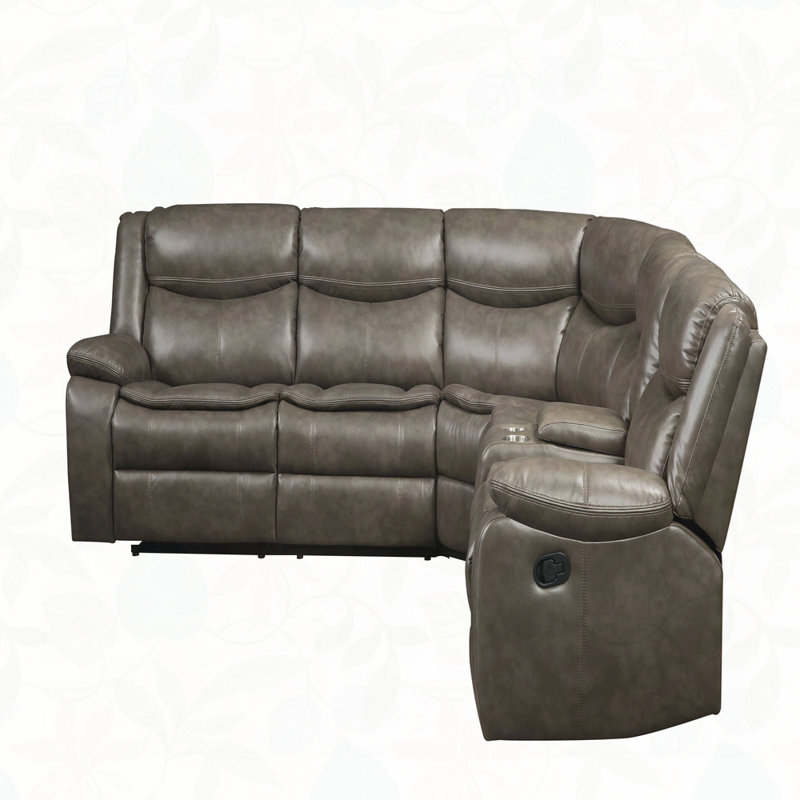 Canapé modulaire inclinable manuel en simili cuir Tavin avec console porte-gobelet