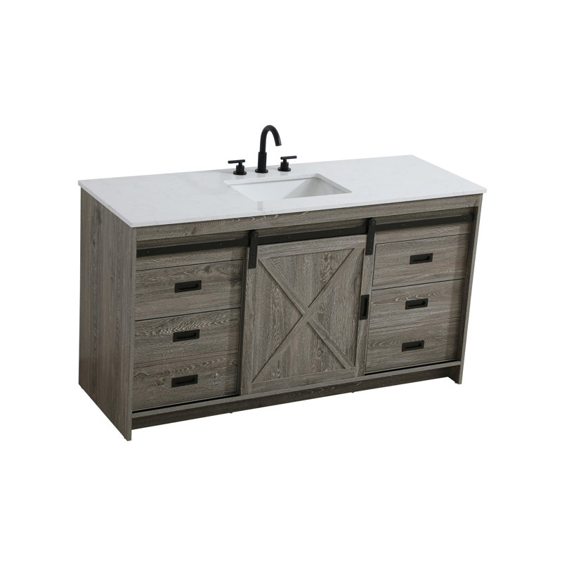 Meuble-lavabo simple 60 po Boden, Gris rustique