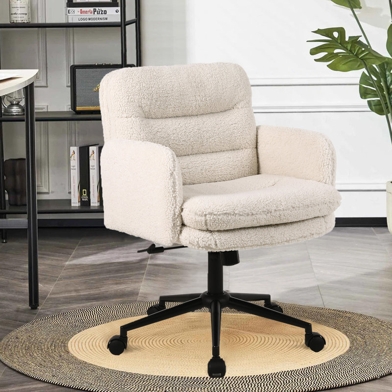 Bearett Upholstered Office Chair Desk Chair Home Office Task Chair With Armrest, Beige