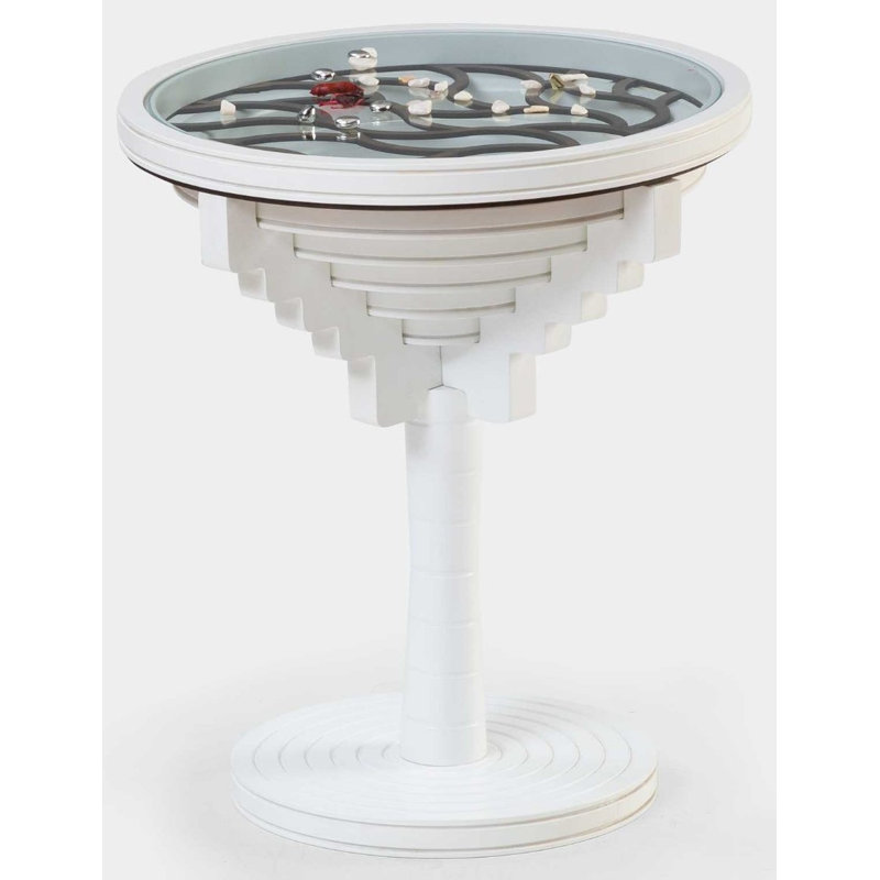 Table de bout Red Barrel Studio® en bois et en verre trempé ultra-élégante et élégante 20 pouces, avec un design Mid-Century moderne, une table de canapé pour le salon, une finition noyer et un assemblage facile