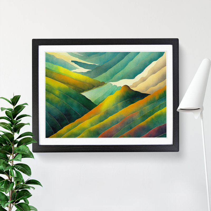 XH1022-7536X Rolling Mountain Range Vol.3 - Single Picture Frame Painting, Black , 46cm H x 64cm W x 2cm D