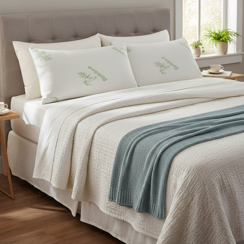 Shredded Memory Foam Rayon from Bamboo Medium Support Pillow, Queen