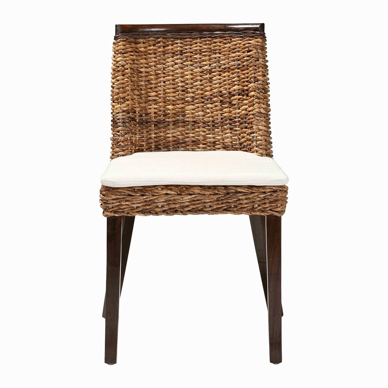 Chaise de salle à manger en bois tissé avec coussin de siège rembourré Cuisine et salle à manger