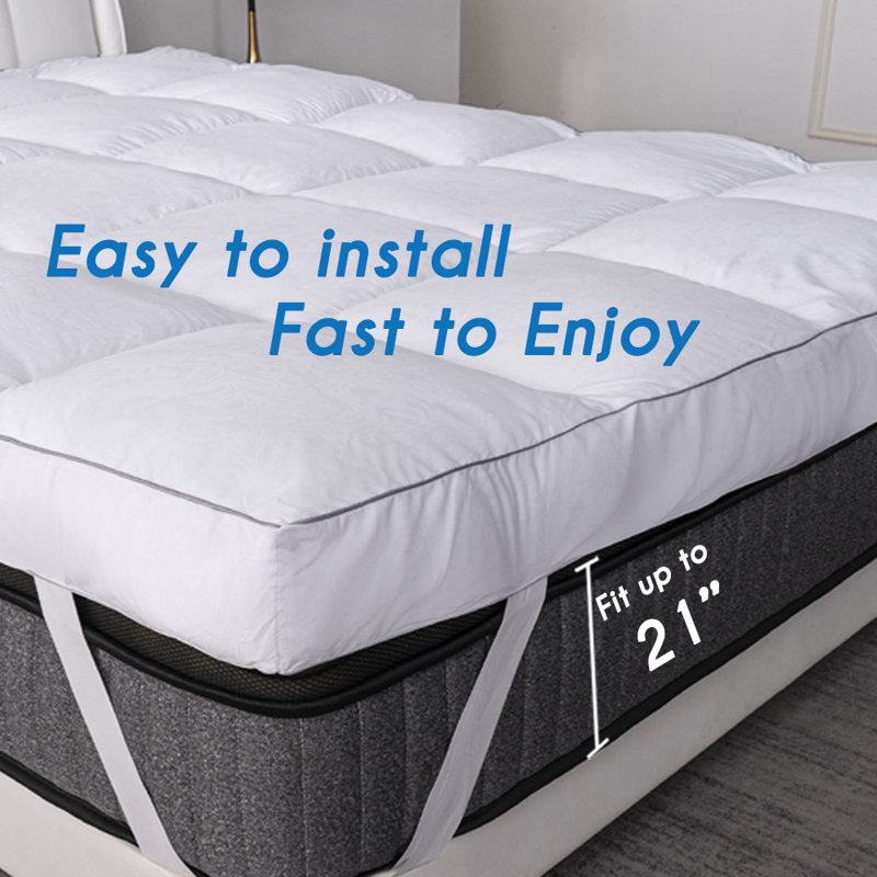 King Size White Down Alternative Mattress Topper with Elastic Bands