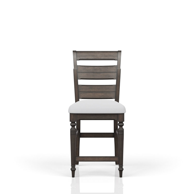 Tabouret de comptoir rembourré chocolat noir avec siège attrayant en forme d'échelle et décoration attrayante
