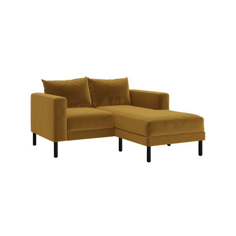 Essential Loveseat Sectional, Mustard Recycled Velvet, Metal