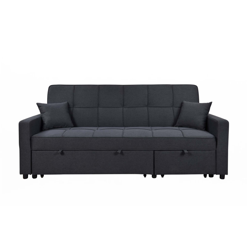 83" Oversized Upholstered Sofa Bed W/Pull Out Couch Bed & Adjustable Backrest, Dark Blue