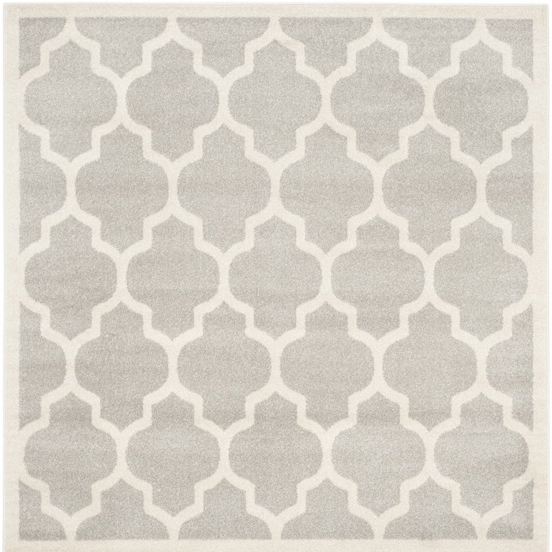 Tapis géométrique gris clair / beige Ammundsen, Carré 7 pi