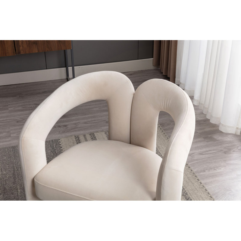 Keyt 16.54'' H Upholstered Armchair, Beige Velvet, 27.95" H x 25.2" W x 19.88" D
