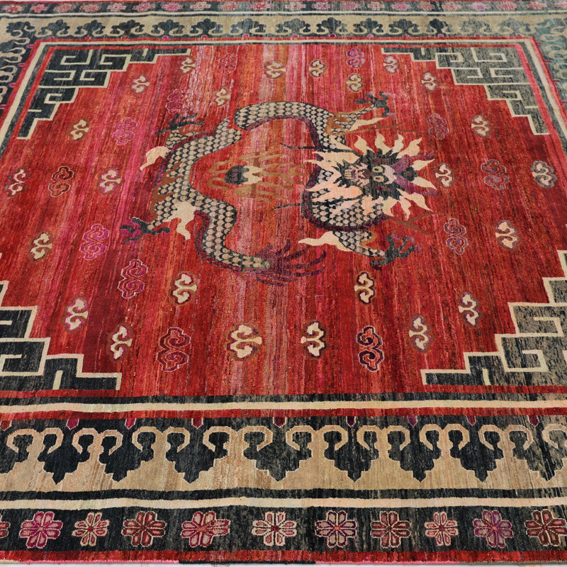 Red Alchemy Traditional Wool & Silk Blend Rug - 7'11"" x 7'10""