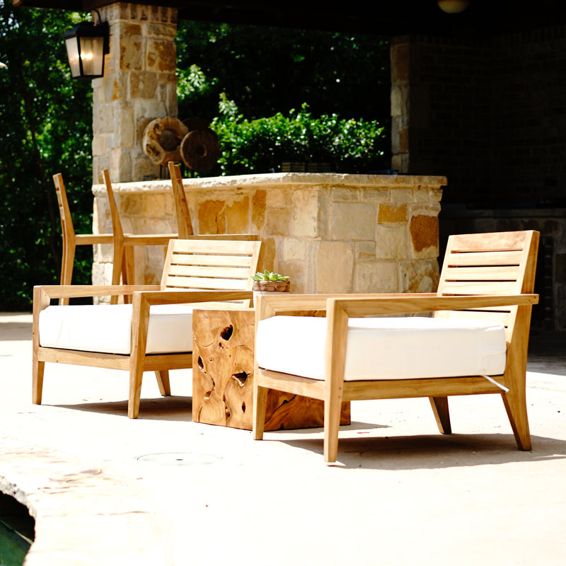 Chaise de patio en teck avec coussins Catalina Dahlia