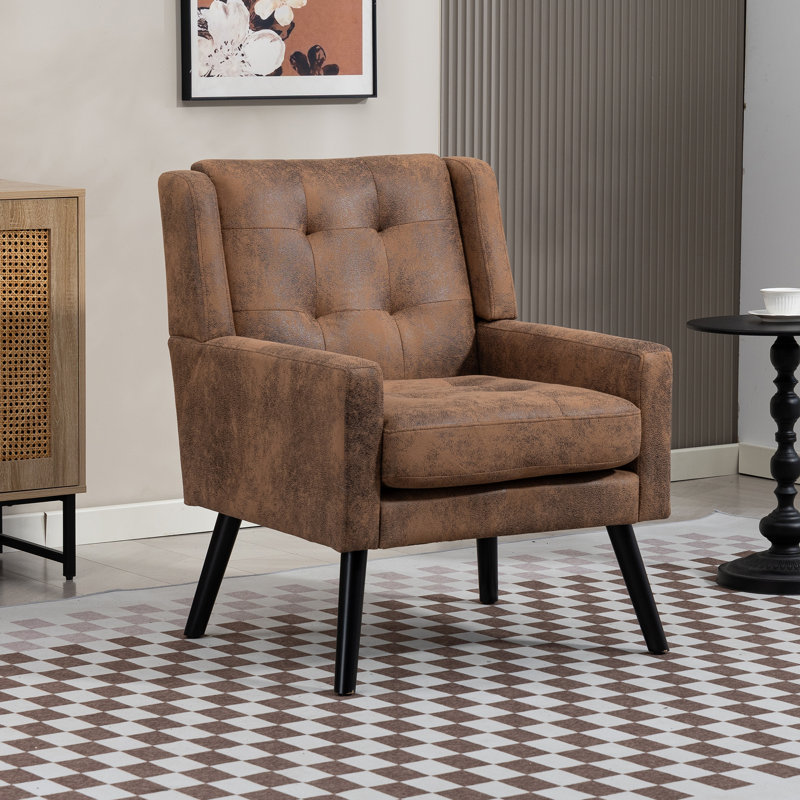 Tufted Upholstered 2-Piece Living Room Set - Loveseat Sofa & Accent Armchair, Brown