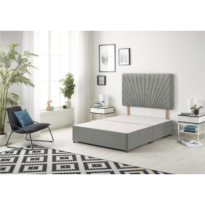 Pleasanton Linen Divan Bed Set with Sprung Memory Foam Mattress and Headboard