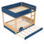 Grand lit superposé avec lit gigogne, cadre de lit superposé en bois avec bibliothèque intégrée et garde-corps de sécurité de haute qualité, conception de forme d'automobile pour enfants, bleu, naturel-1100890778-1100890782