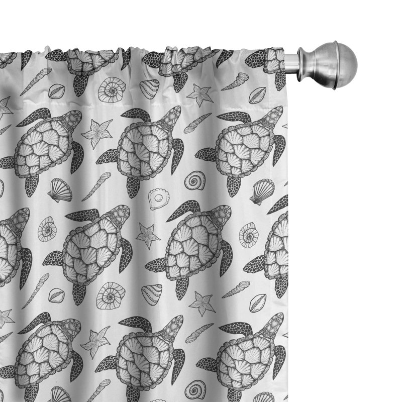Turtle Semi-Sheer Rod Pocket Curtain Panels, 28" x 95", Black