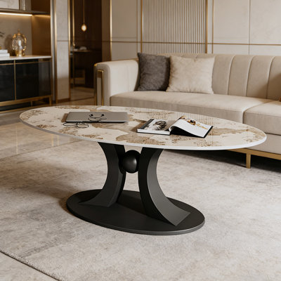 Table basse simple en ardoise moderne avec base en métal