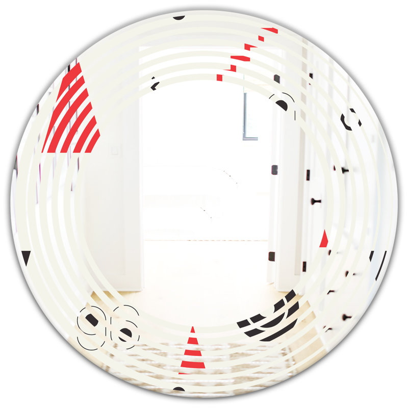 Miroir mural sans cadre en forme de "wave triangulaire iii moderne", 23,6 po x 23,6 po
