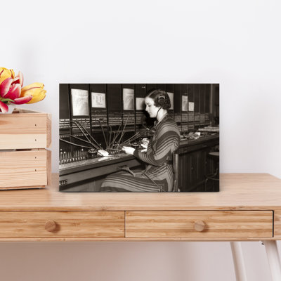 1930S Woman Telephone Operator Sitting At Large Manual Switchboard Directing Calls Classic Retro Vintage Urban Wall Art