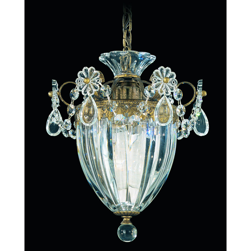 Bagatelle Pendant, Etruscan Gold, Heritage Handcut Crystal Clear, 12.5" H x 10.5" W x 10.5" D