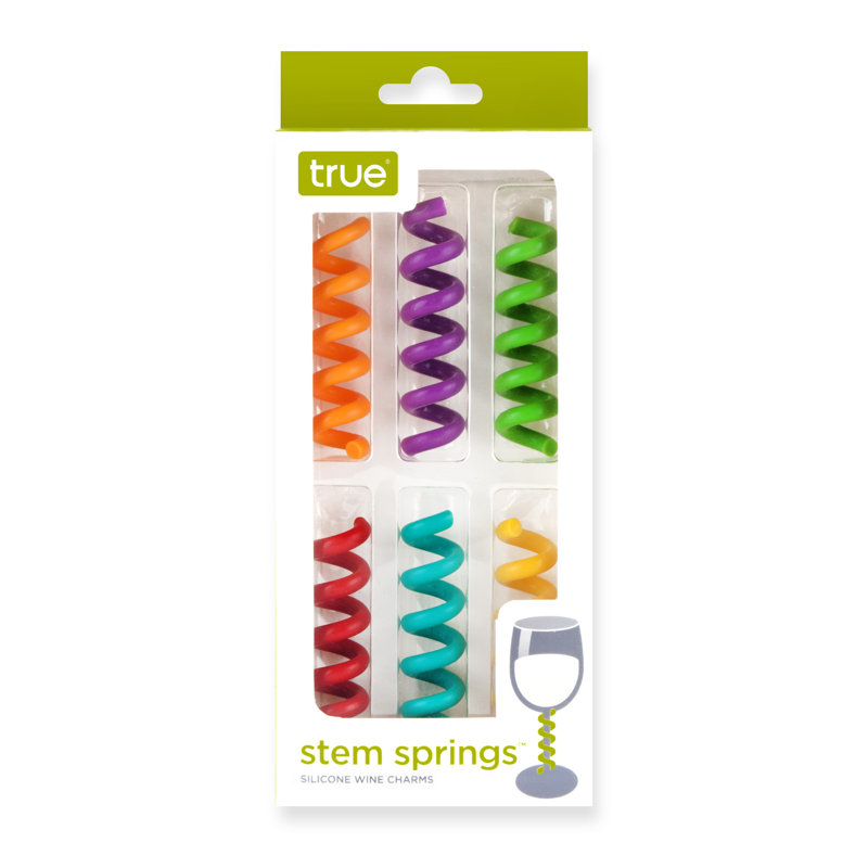 Multicolored Silicone Wine Glass Marker Charms Set of 6