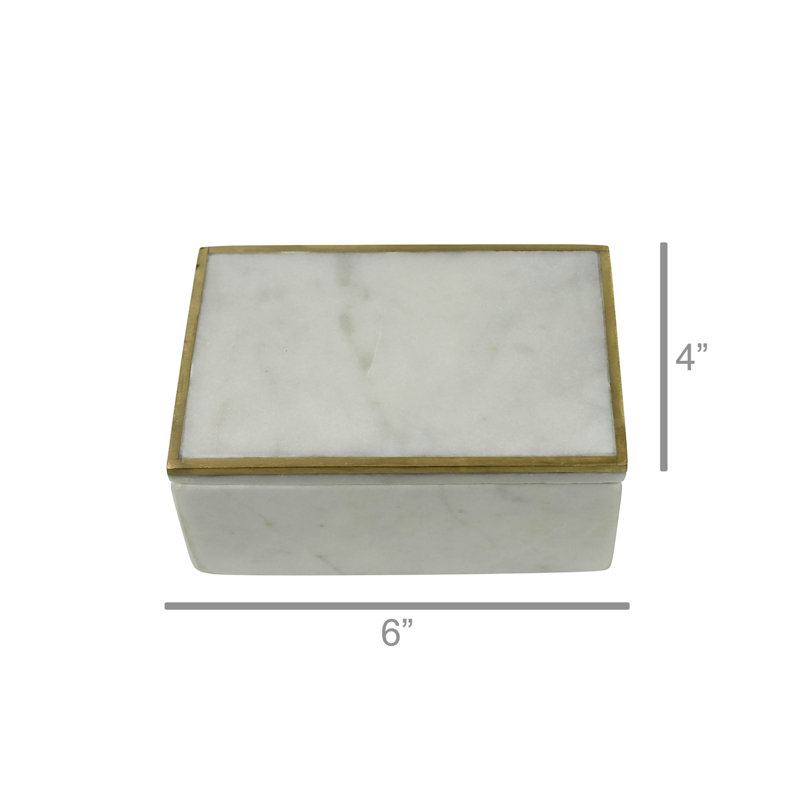 Loren White Marble and Brass Storage Box