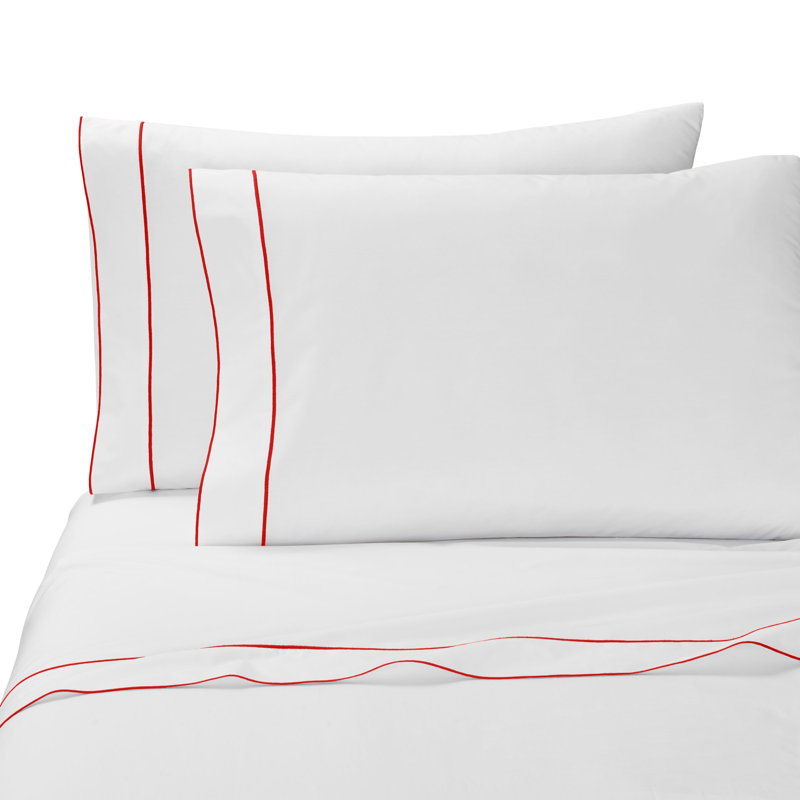 Salerno  Pillowcase, King Pillowcase, White/Red