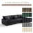 3 - Piece Upholstered Gray Faux Rabbit Fur Flannel Modular Sectional Sofa with Armrests & Throw Pillows-1817654548