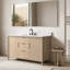 Meuble-lavabo autoportant de 60 po avec plateau en pierre Milano Mist, tablette dissimulée et support pour sèche-cheveux-125008409-125008406