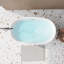 Baignoire de trempage autoportante de 47 po en acrylique, baignoire ovale autoportante avec trop-plein chromé et bonde escamotable, blanc brillant