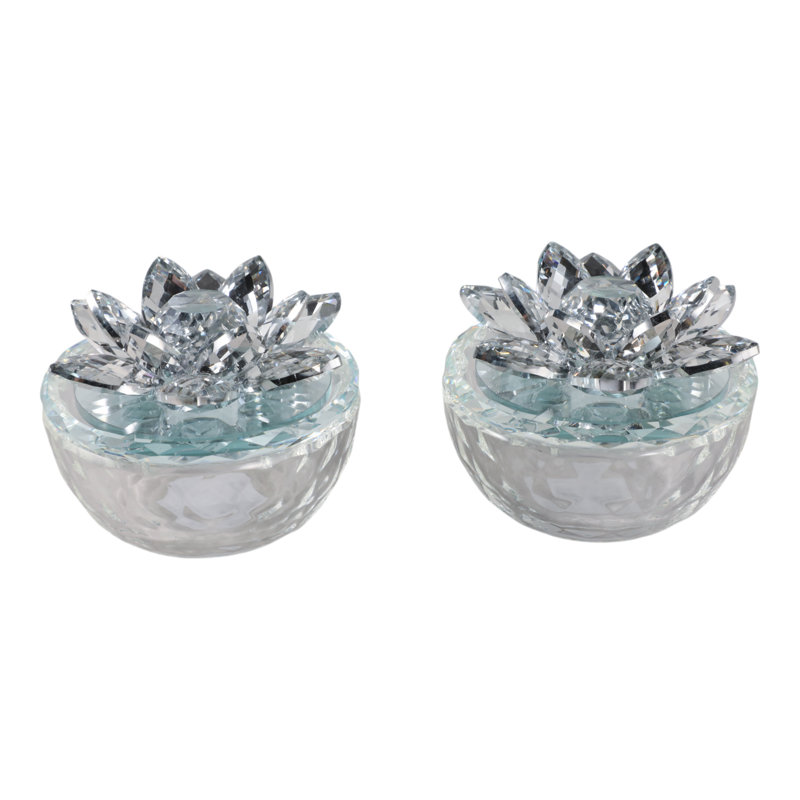 Boîte de rangement en verre Freese, Argent argent