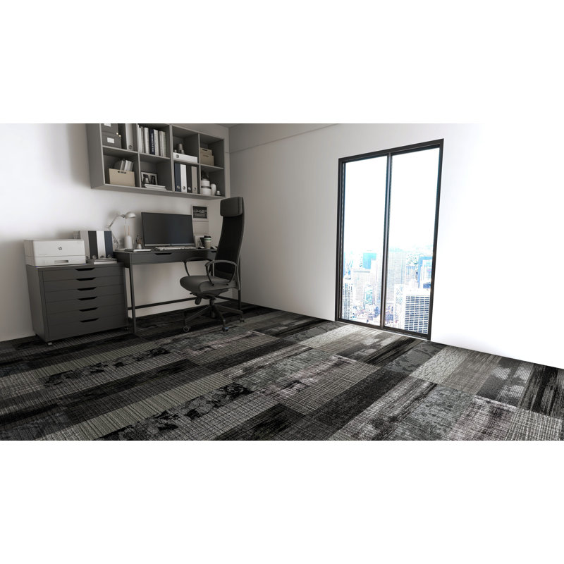 Nylon 9" W x 39" L Commercial Grade Assorted Carpet Tiles (Set of 15), Gray